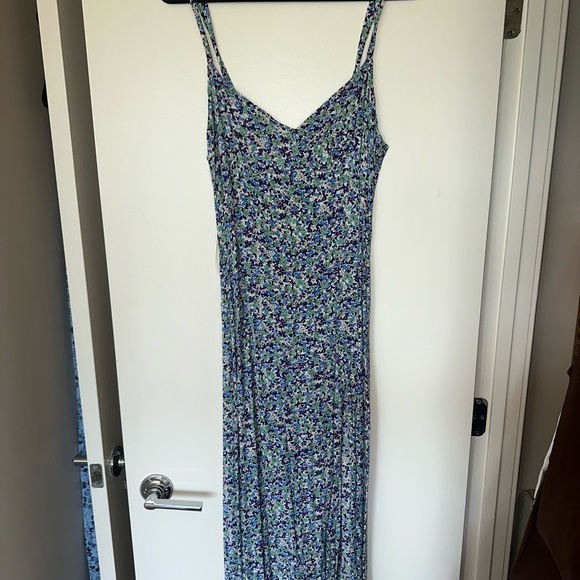 slim fit dress slacks Zara Green White and Purple Floral Dress- Size S – The Saved Collection